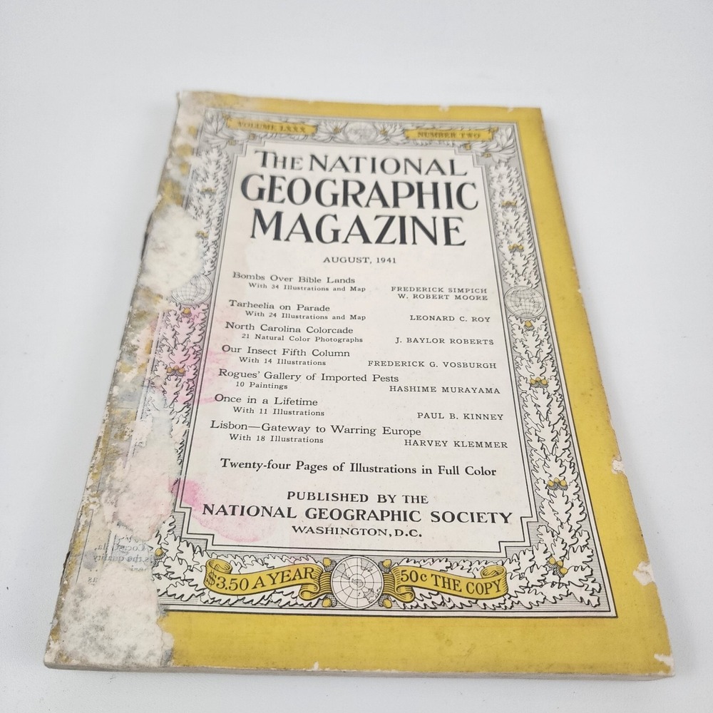 National Geographic Magazine August 1941 No Insert